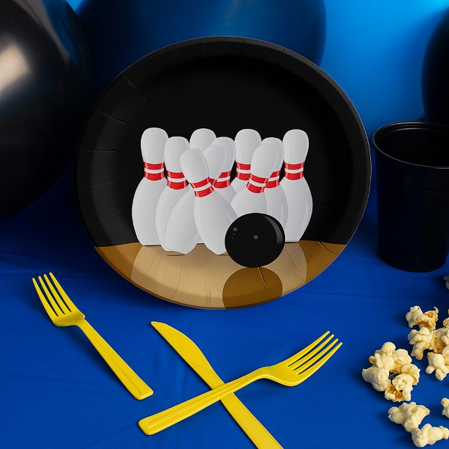 Ten Pin Bowling Strike Paper Plates (Creator Uploaded)
