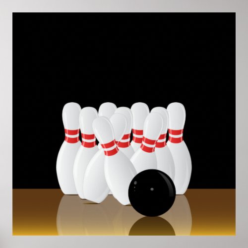 Ten Pin Bowling Strike Poster