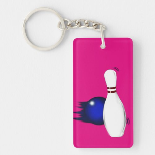 Ten Pin Bowling Strike Sport Design Keychain