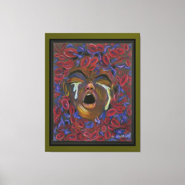 Ten Redefined - Sickle Cell Art Canvas Print Green (Front)