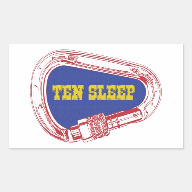 Ten Sleep Rock Climbing Carabiner Rectangular Sticker (Front)