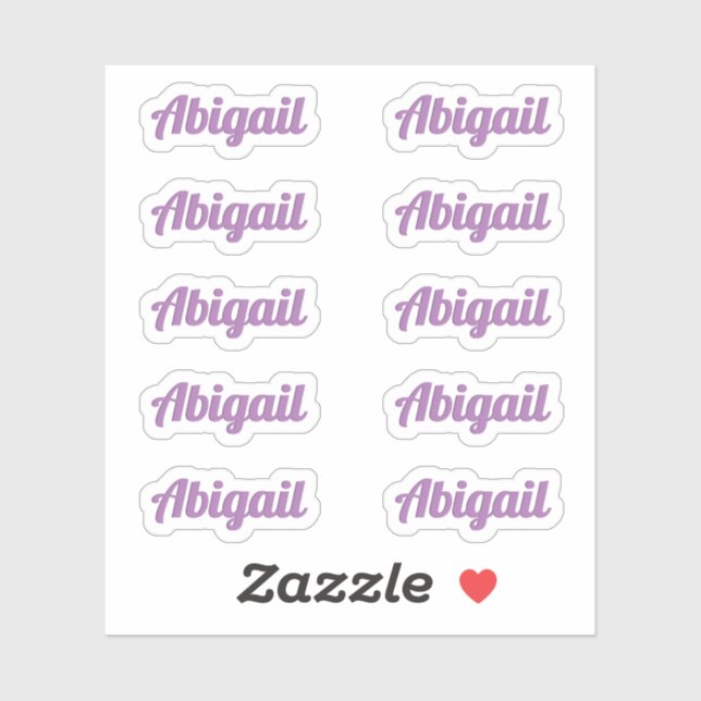 Ten Small Purple Cursive Script Custom Name Labels (Sheet)