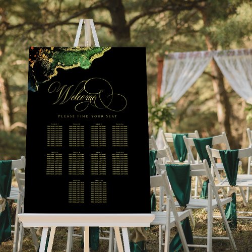 Ten Table Emerald Green Black Wedding Seating  Foam Board