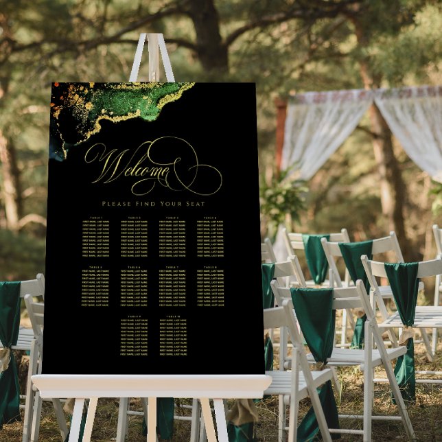 Ten Table Emerald Green Black Wedding Seating  Foam Board (Ten Table Emerald Green Black Wedding Seating Foam Board)