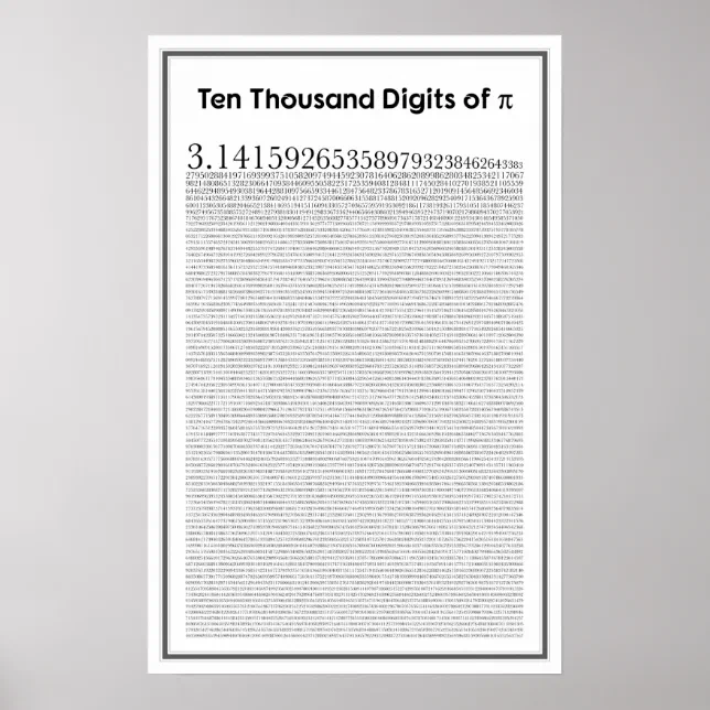 Ten thousand digits of pi poster | Zazzle