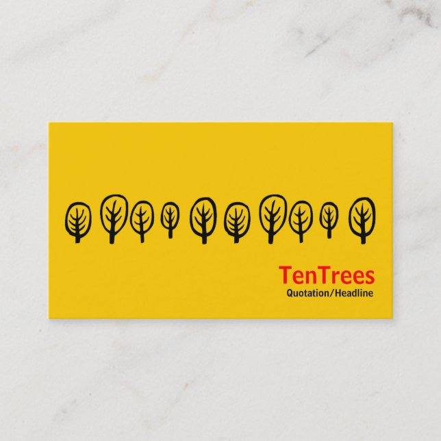 Ten Trees - Black and Red on Amber Business Card (Front)