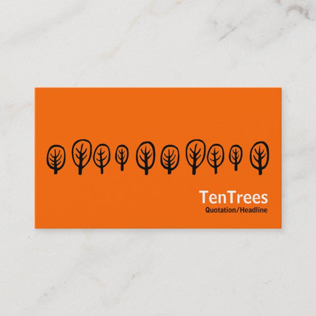 Ten Trees - Black and White on Orange Business Card (Front)