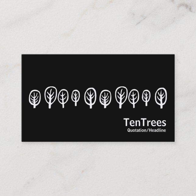 Ten Trees - White on Black Business Card (Front)