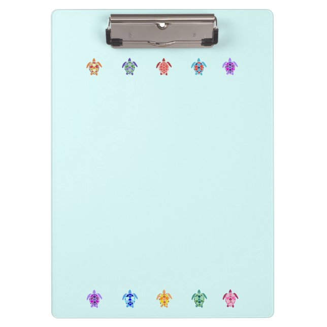 Ten Turtles Cute Colorful Sealife Ocean Blue  Clipboard (Front)
