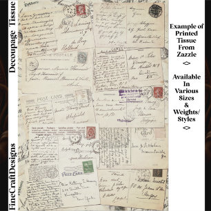 Ten Vintage Handwritten Postcards ES1F Decoupage Tissue Paper