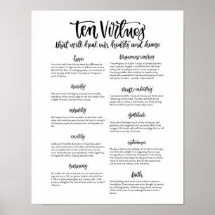 Ten Virtues: To Heal our Hearts and Home Poster