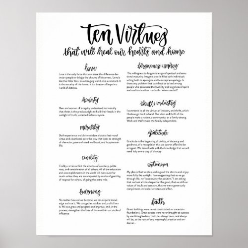 Ten Virtues To Heal our Hearts and Home Poster