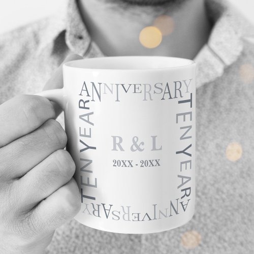 Ten Year Wedding Anniversary Gift Silvers Coffee Mug