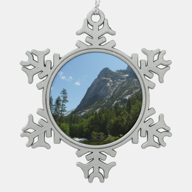 Tenaya Creek in Yosemite National Park Snowflake Pewter Christmas Ornament (Front)