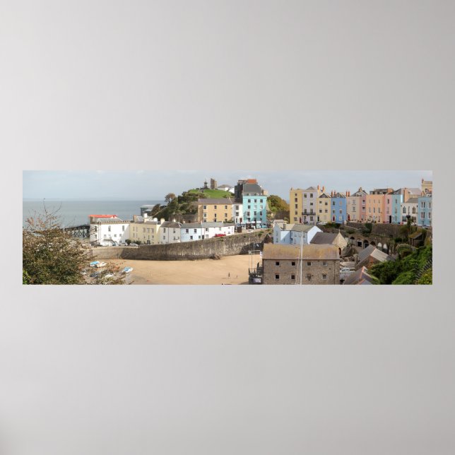 Tenby Harbour Panorama Poster (Front)
