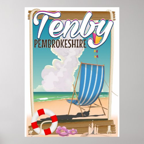 Tenby Pembrokeshire beach travel poster