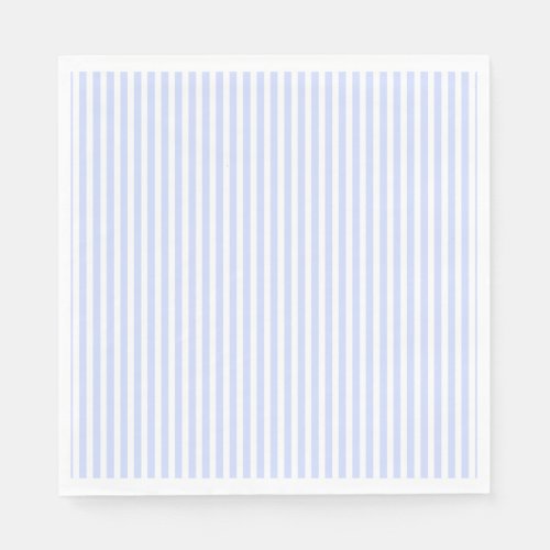 Tender Baby Blue Pale Sky Blue and White Stripe Paper Napkins