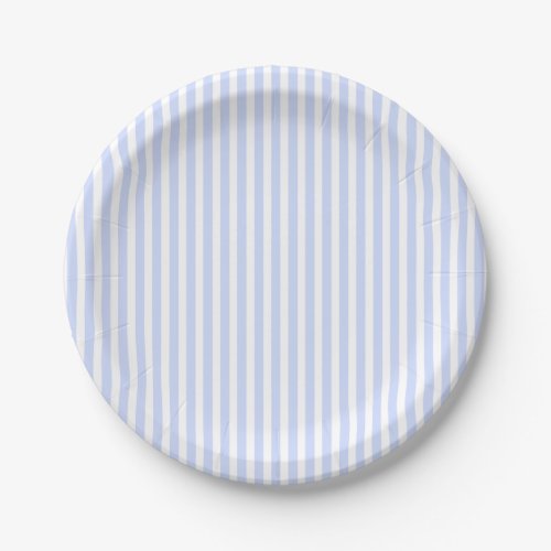 Tender Baby Blue Pale Sky Blue and White Stripe Paper Plates