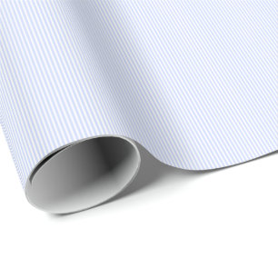 Tender Baby Blue Pale Sky Blue and White Stripe Wrapping Paper