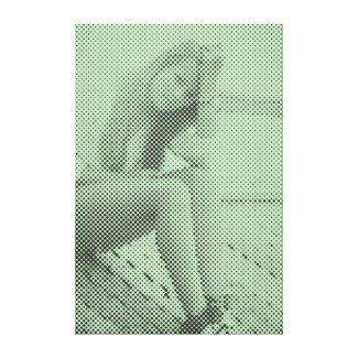 Tender Black&Green Halftone Effect Sitting Girl