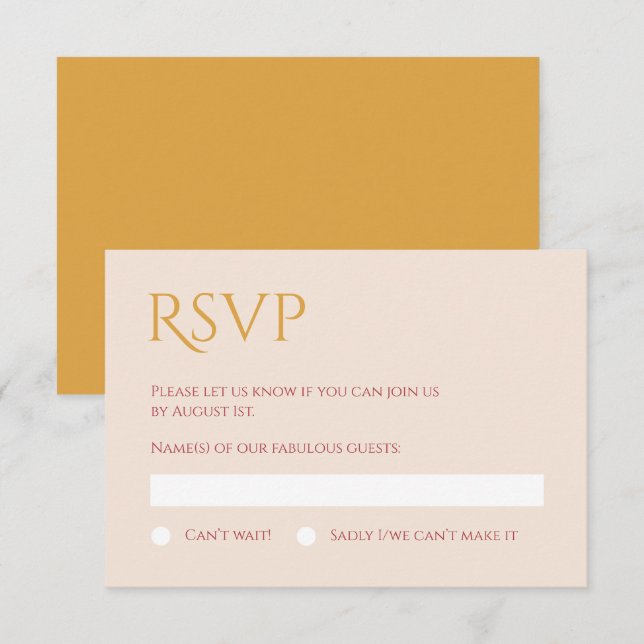 Tender blush and gold Response Card (Front/Back)