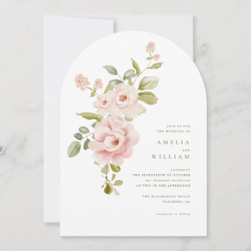Tender Blush Floral Wedding Invitation