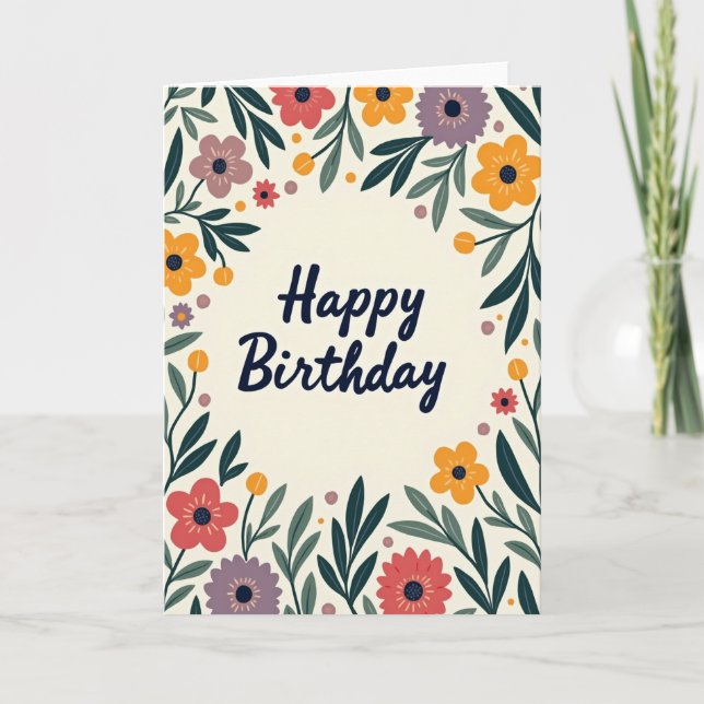 Tender Botanical Birthday Card (Front)