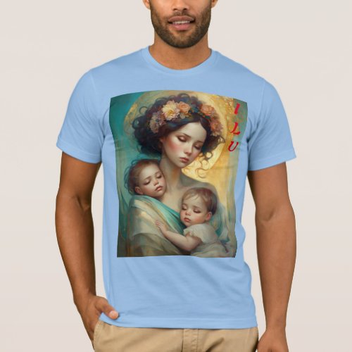 Tender Embrace Oil Painting of Mother and Child T_Shirt