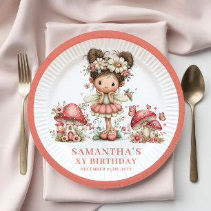 Tender Fairy 1st Birthday Pink Mushroom Paper  Plates