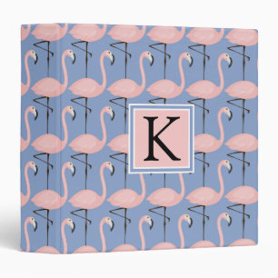Tender Flamingo Pattern   Monogram 3 Ring Binder