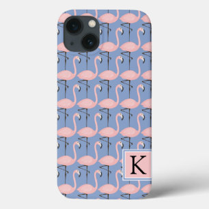 Tender Flamingo Pattern Monogram iPhone 13 Case