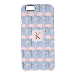 Tender Flamingo Pattern   Monogram Clear iPhone 6/6S Case