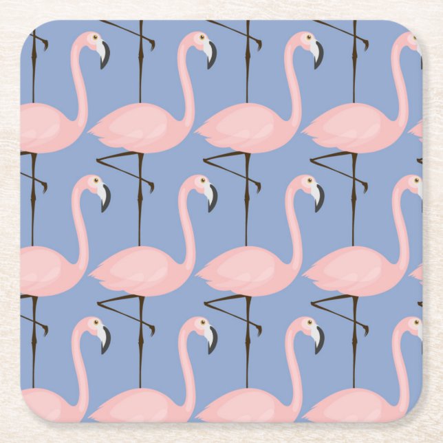 Tender Flamingo Pattern Square Paper Coaster (Front)