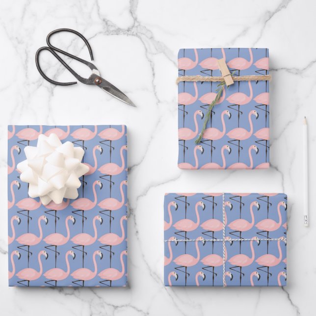 Tender Flamingo Pattern Wrapping Paper Sheets (Front)