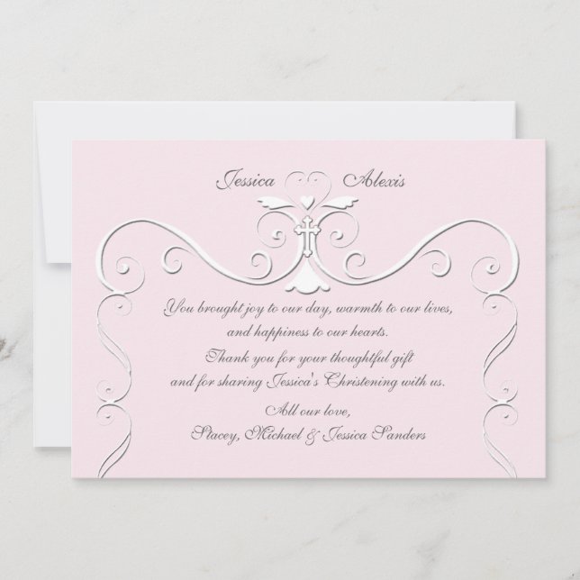 Tender Heart Pink Religious Thank You Card (Front)