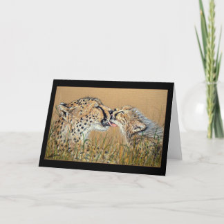 Tender Kiss Cheetah Baby & Mom greeting card