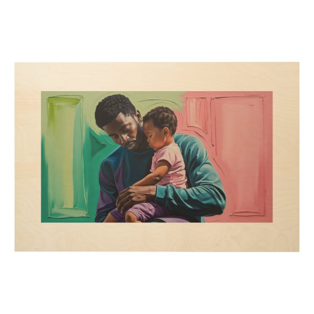 Tender Moments: A Father's Embrace Wood Wall Art (Front)