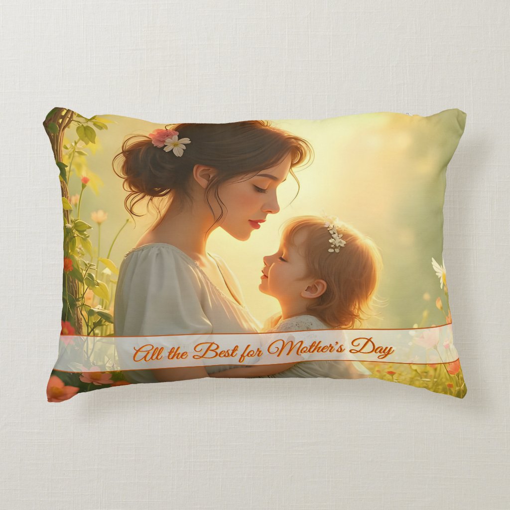Tender Motherly Love in Blooming Light Accent Pillow