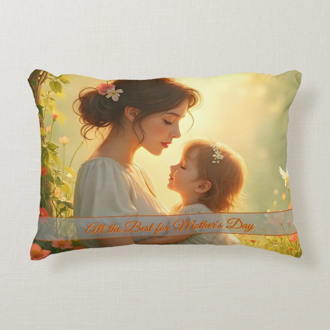 Tender Motherly Love in Blooming Light Accent Pillow (Front)