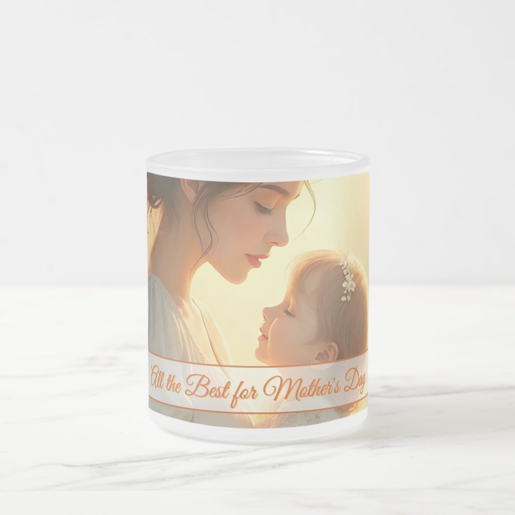 Tender Motherly Love in Blooming Light Frosted Glass Coffee Mug