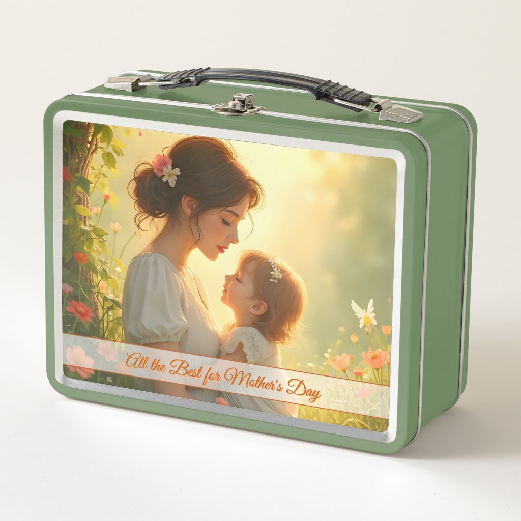 Tender Motherly Love in Blooming Light Metal Lunch Box
