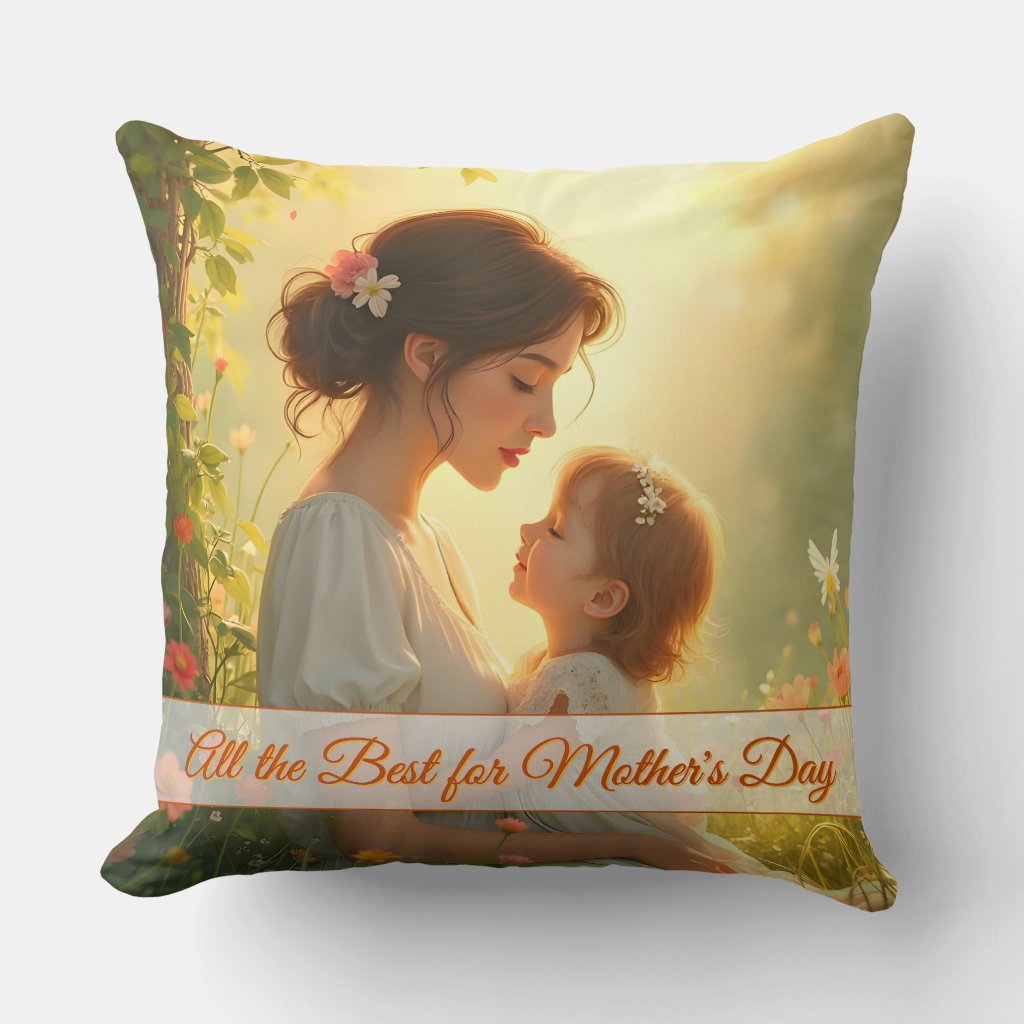Tender Motherly Love in Blooming Light Throw Pillow