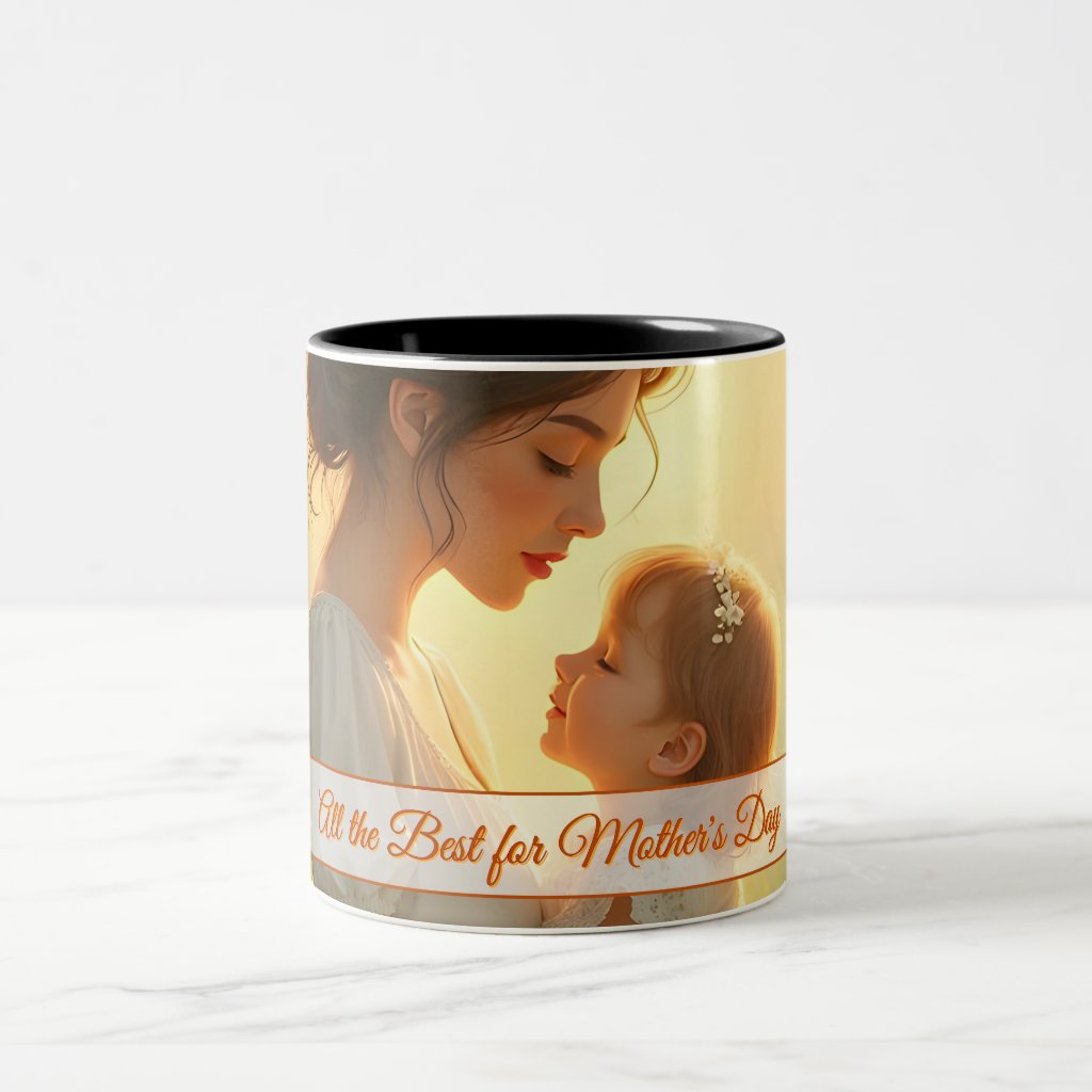 Tender Motherly Love in Blooming Light Two-Tone Coffee Mug