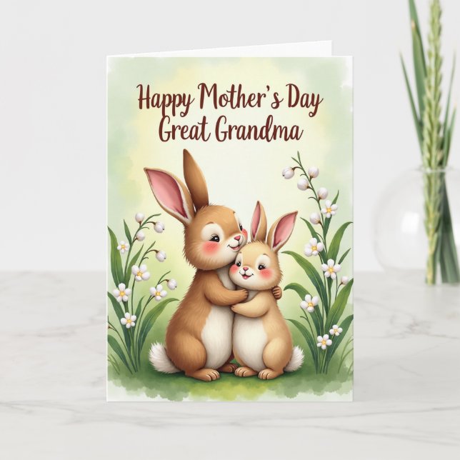 Tender Mothers Day Bunny Card (Front)