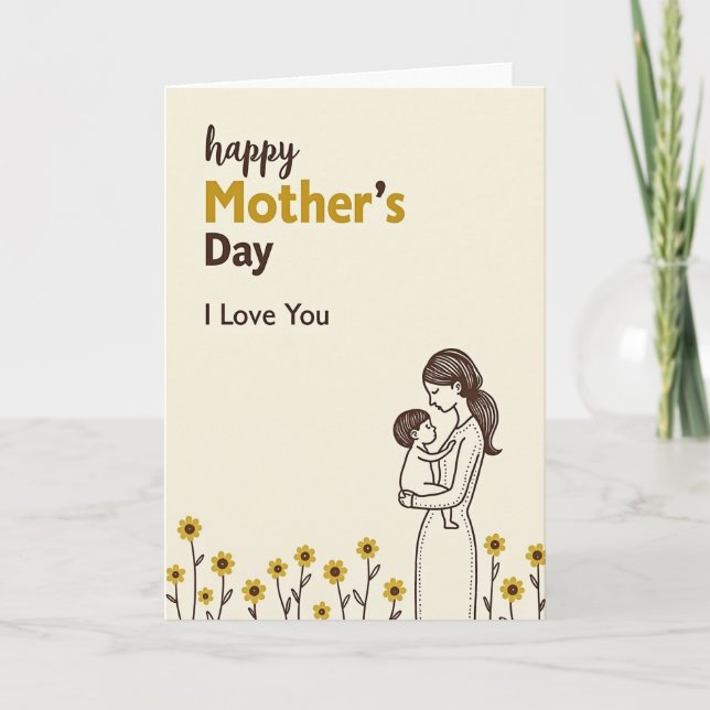 Tender Mothers Day Embrace Card (Front)
