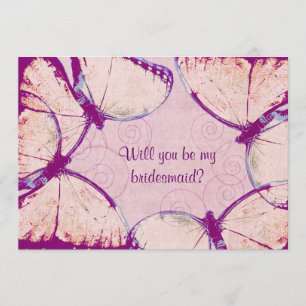 tender pink fluttering butterflies invitation