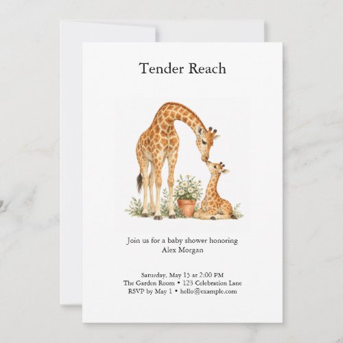 Tender Reach Giraffe Baby Shower Invitation