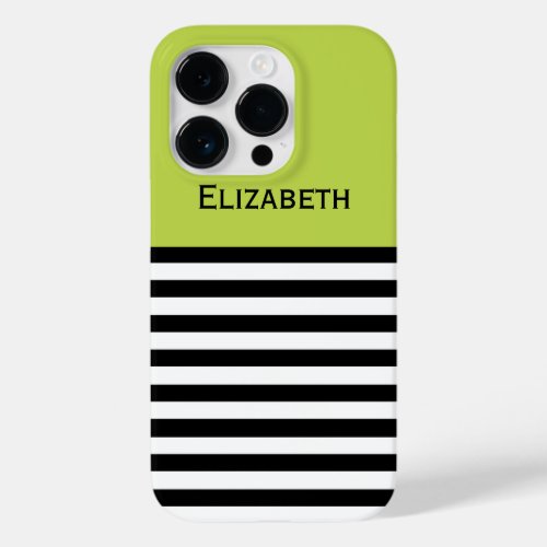 Tender Shoots Green Black  White Striped Custom Case_Mate iPhone 14 Pro Case