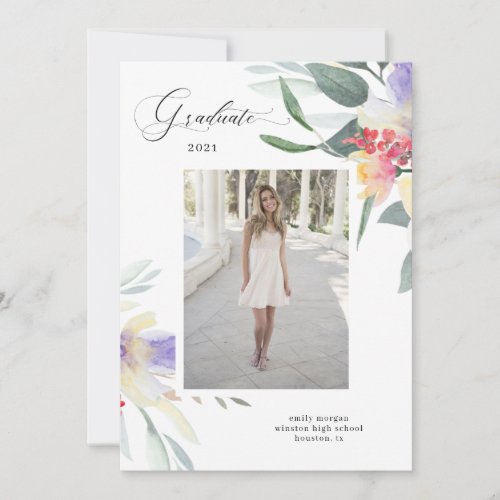 tender spring floral Photo Graduation Card