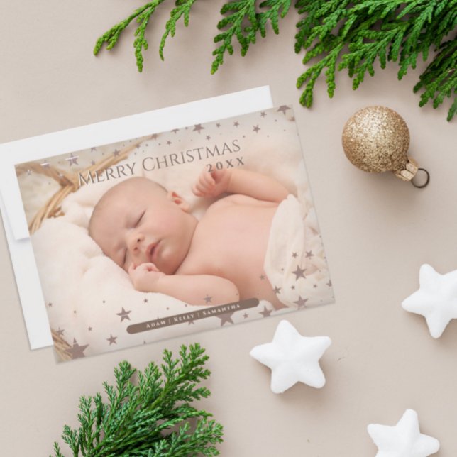 Tender Starry Christmas Personalized Photo Holiday Card (Creator Uploaded)
